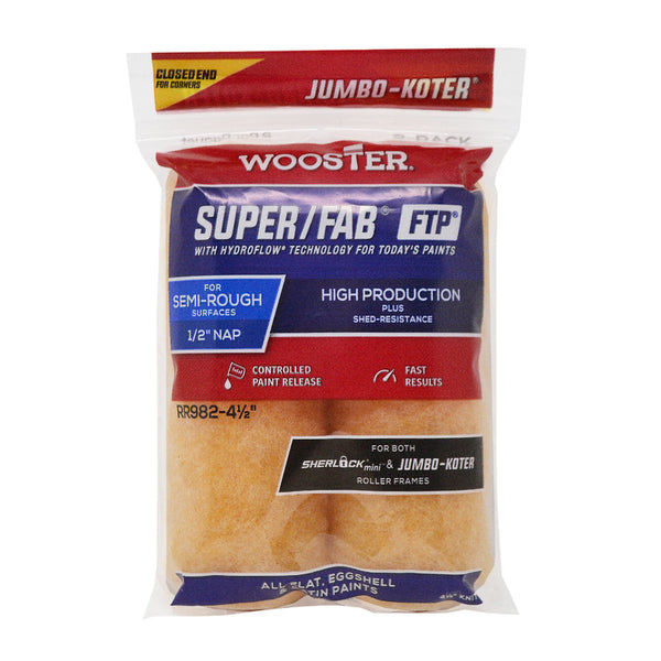 Wooster Super/Fab 4-1/2 in. W X 1/2 in. Jumbo Paint Roller Cover 2 pk
