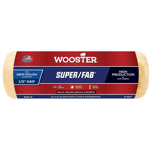 Wooster 9" Super/Fab Roller Cover, 1/2" Nap Semi-rough
