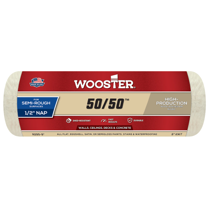 Wooster R295 9" 50/50 1/2" Nap Roller Cover