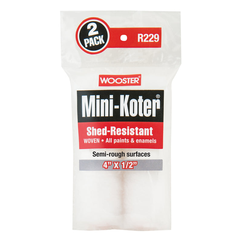 Wooster Mini-Koter Fabric 4 in. W X 1/2 in. Mini Paint Roller Cover 2 pk