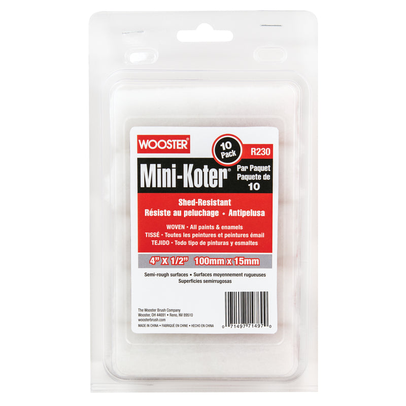 Wooster Mini-Koter Fabric 4 in. W X 1/2 in. Mini Paint Roller Cover 10 pk