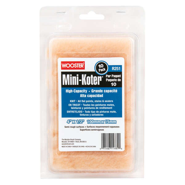 Wooster Mini-Koter Fabric 4 in. W X 1/2 in. Mini Paint Roller Cover 10 pk