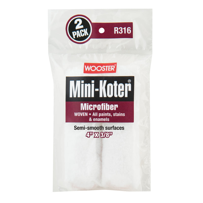 Wooster Mini-Koter Microfiber 4 in. W X 3/8 in. Mini Paint Roller Cover 2 pk
