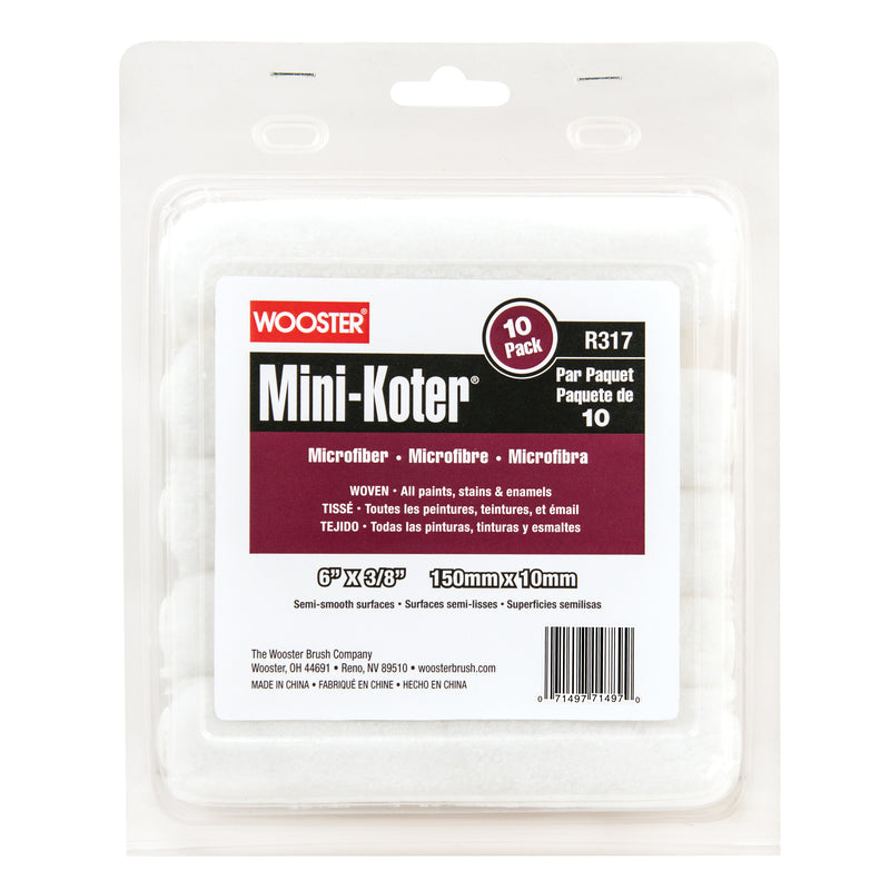 Wooster Mini-Koter Microfiber 6 in. W X 3/8 in. Mini Paint Roller Cover 10 pk