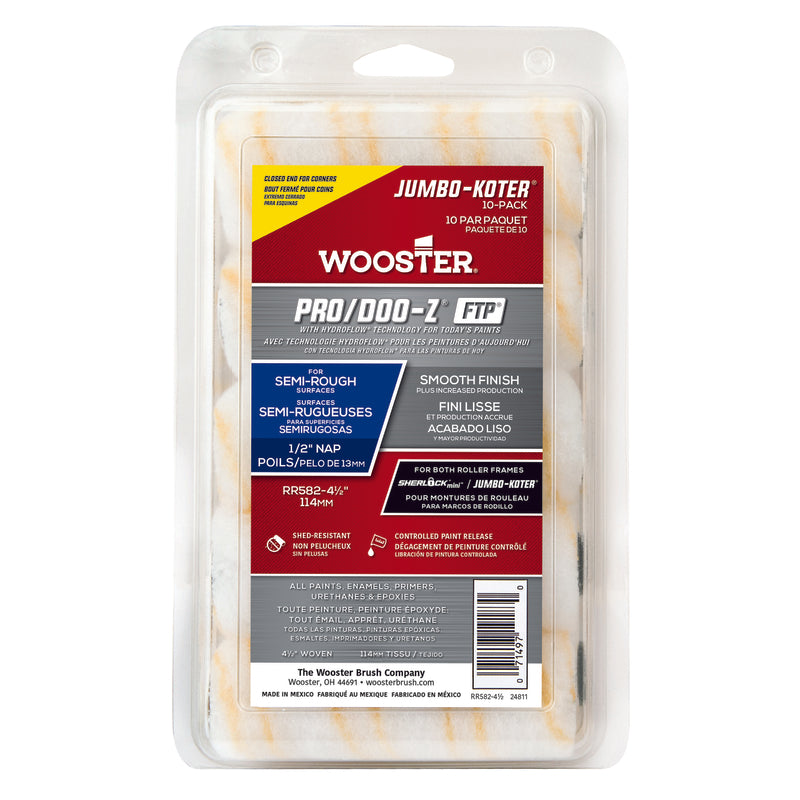Wooster Pro/Doo-Z 4.5 in. W X 1/2 in. Jumbo Paint Roller Cover 10 pk
