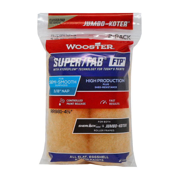 Wooster Super/Fab 4.5 in. W X 3/8 in. Paint Roller Cover 2 pk